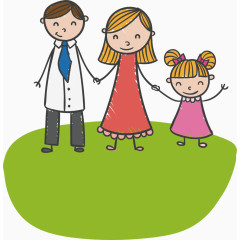 草地家人卡通海报促销素材