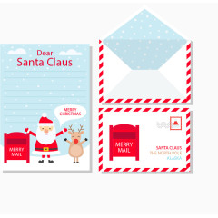 红色条纹边框圣诞节信件三件套