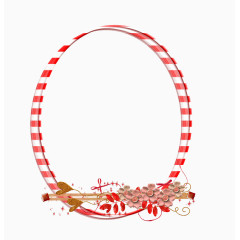 红色格子椭圆形边框