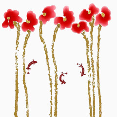 金鱼红花如画