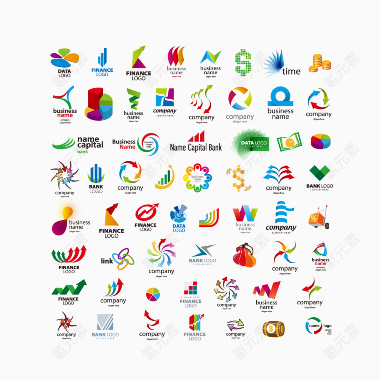 W型LOGO设计元素矢量图