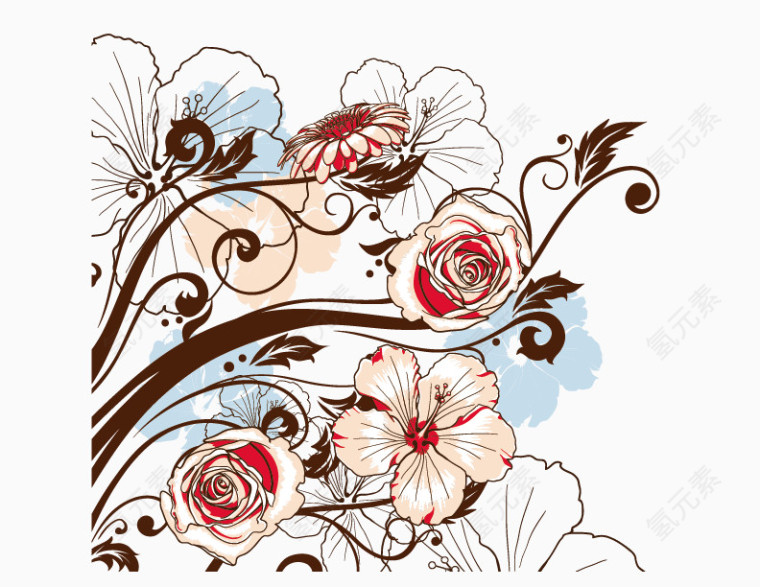 手绘花纹古典花纹底纹