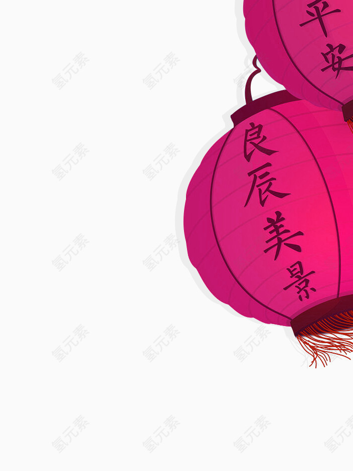 红色良辰美景灯笼装饰图案
