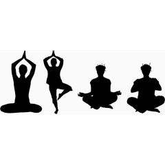 瑜伽剪影矢量图