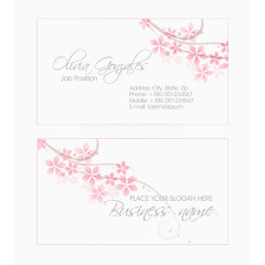 粉色碎花名片设计矢量素材