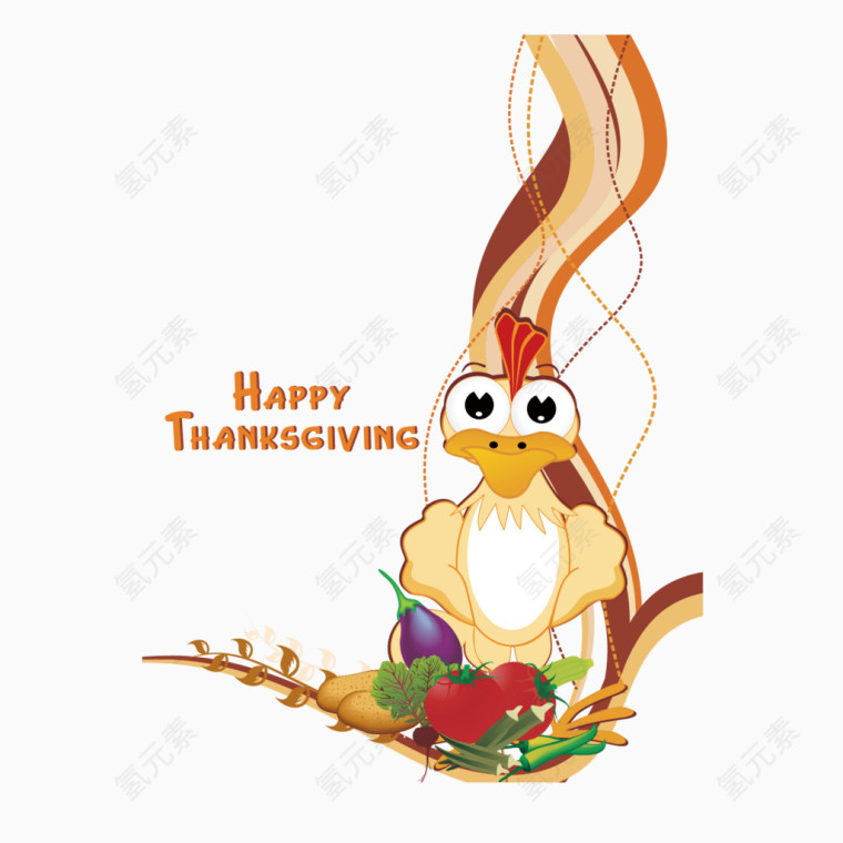 矢量图感恩节小鸡元素