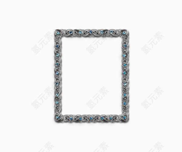 长方形蓝色点缀边框相框