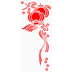 扁平 灯笼 剪纸 红灯笼