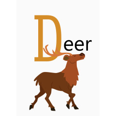 矢量英文单词和棕色动物