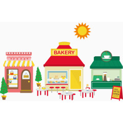 矢量卡通彩色商店