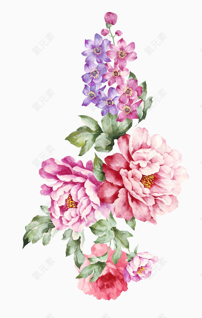 矢量水粉彩绘花卉
