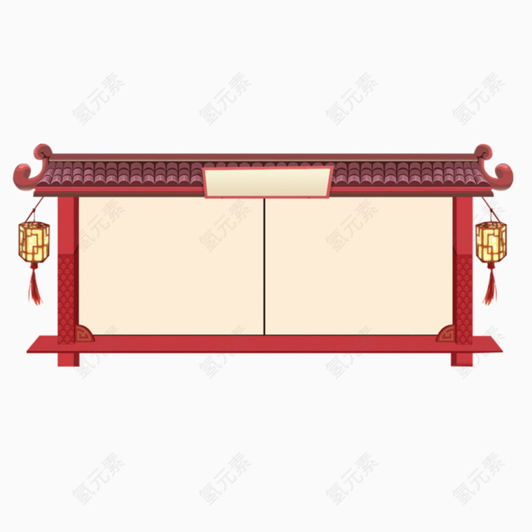 中国传统朱门灯笼