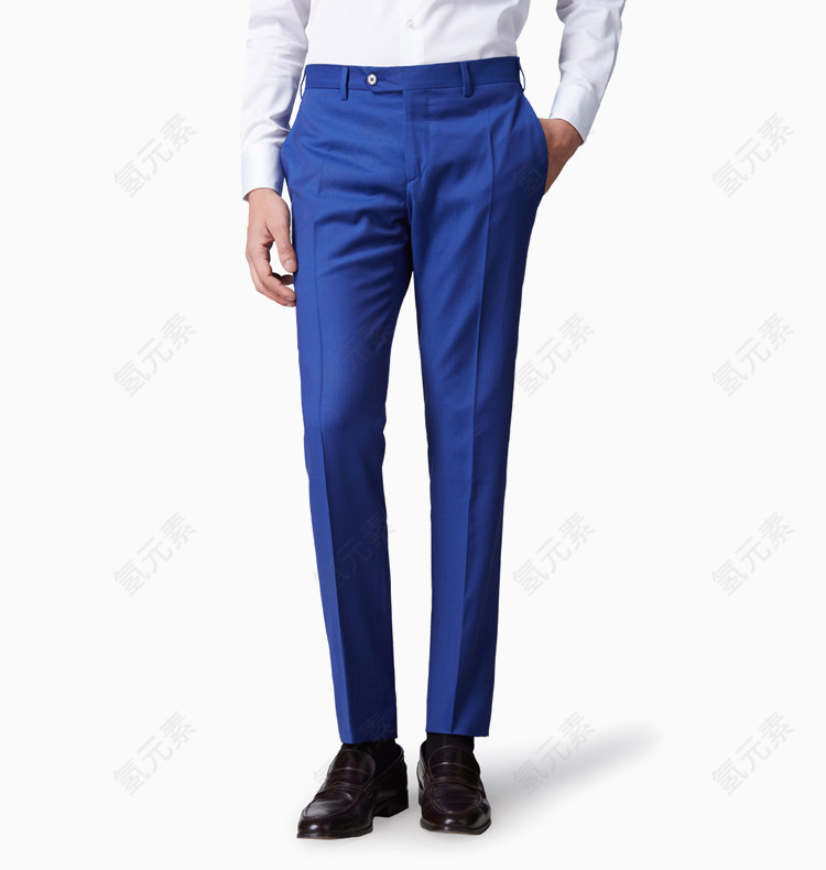 蓝色条纹西服男士裤子
