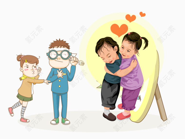 卡通元素 卡通人 一家人