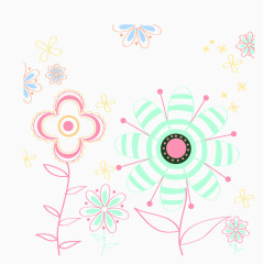 手绘小清新花卉背景矢量素材