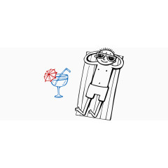 矢量手绘插画可爱日光浴