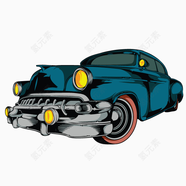 矢量蓝色老爷车