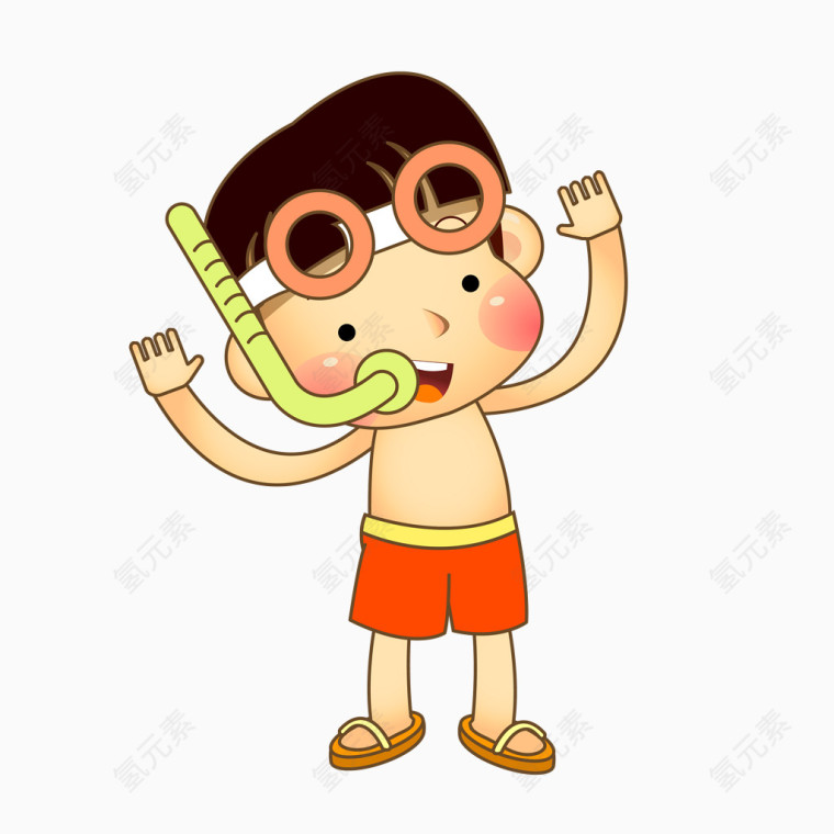 卡通潜水小男孩矢量图
