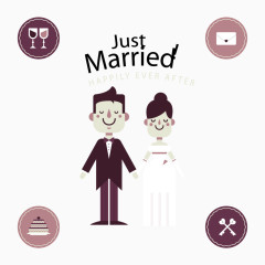 幸福的新婚夫妇插画矢量素材