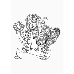 舞狮简笔画