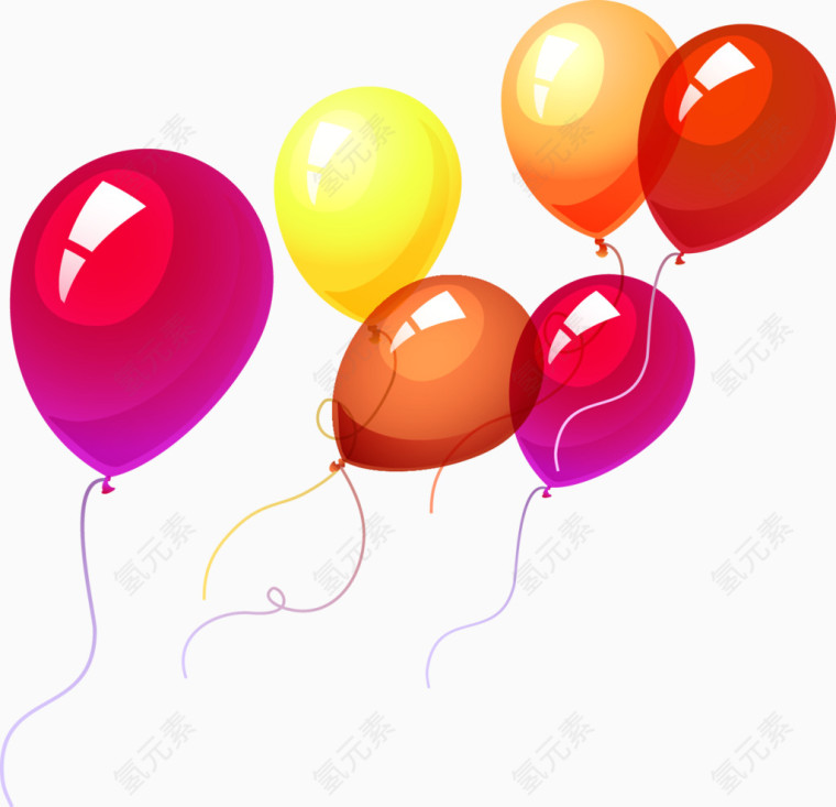 矢量手绘彩色气球