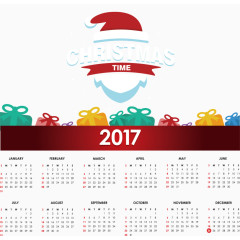 矢量手绘圣诞节2017年日历