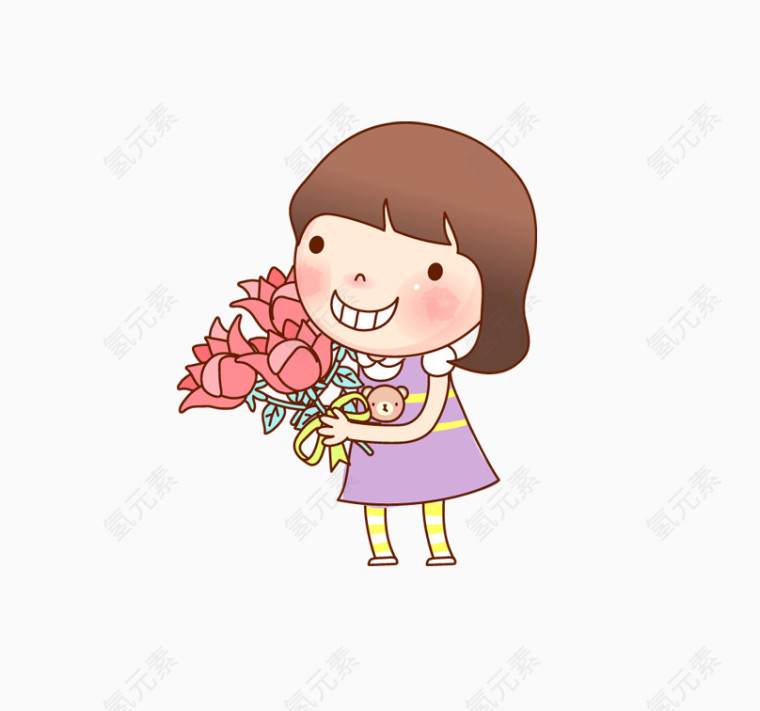 手拿鲜花的女孩