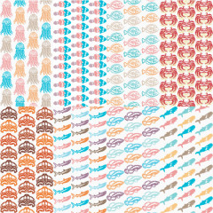 创意海洋生物无缝背景矢量素材