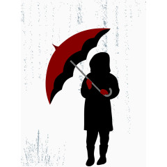 雨伞人物剪影矢量