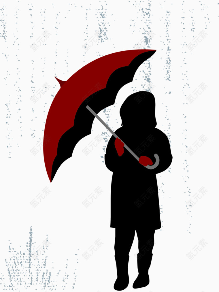 雨伞人物剪影矢量