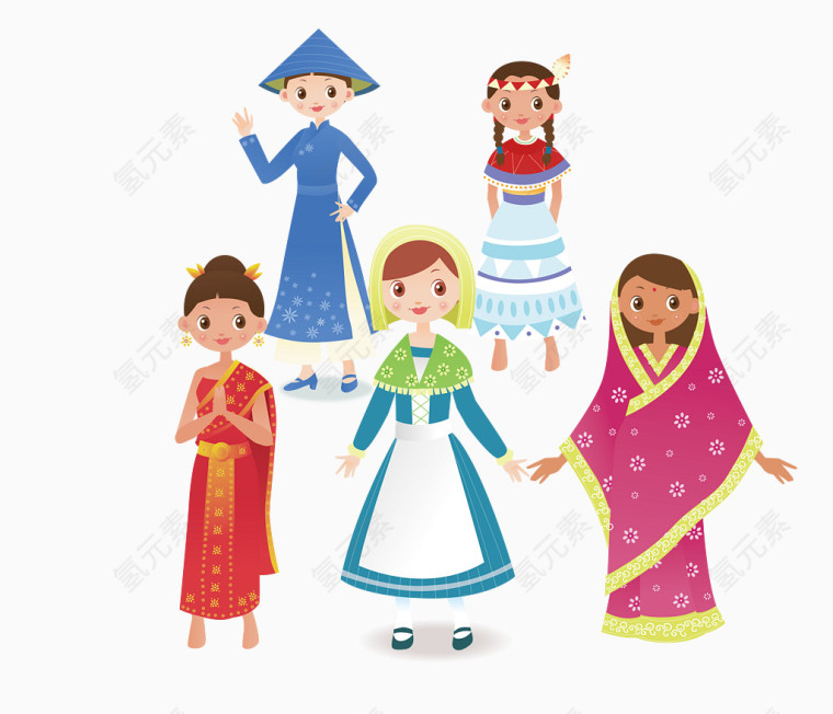 卡通各国服装素材