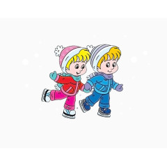 两个溜冰小孩