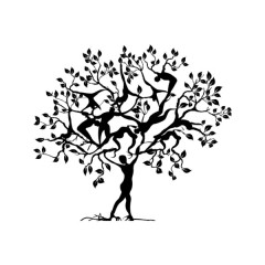 卡通人体艺术树木