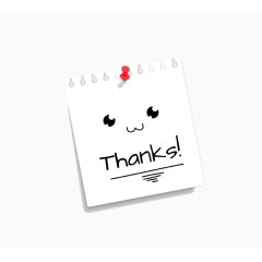 白色表情感谢纸条矢量素材