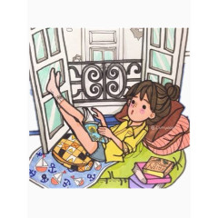 躺在沙发上看书的女孩