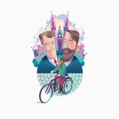 手绘骑车男人