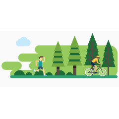 矢量锻炼跑步骑自行车