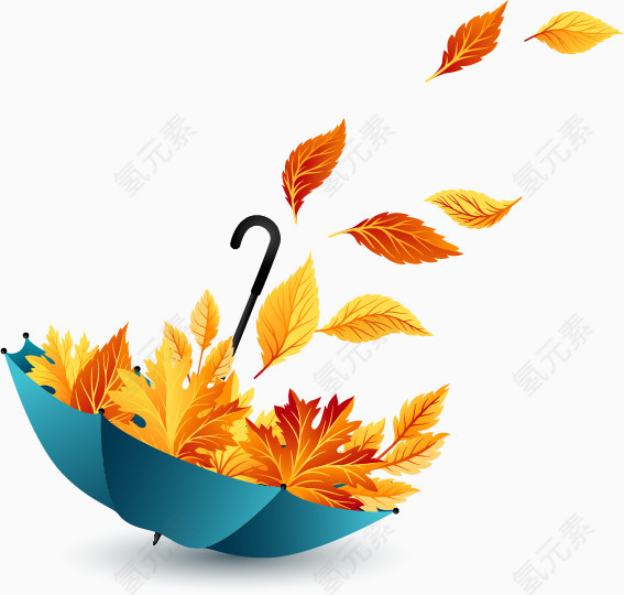 雨伞枫叶创意设计矢量素材