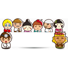 手绘卡通医生工人图案