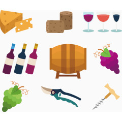 矢量手绘扁平红酒