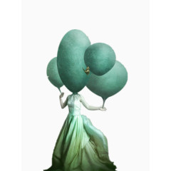 气球和穿婚纱的女人