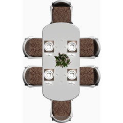 彩平图户型图餐厅6人白色餐桌