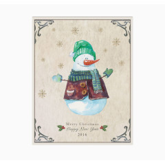 可爱圣诞雪人贺卡矢量图