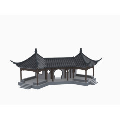 复古建筑殿堂模型