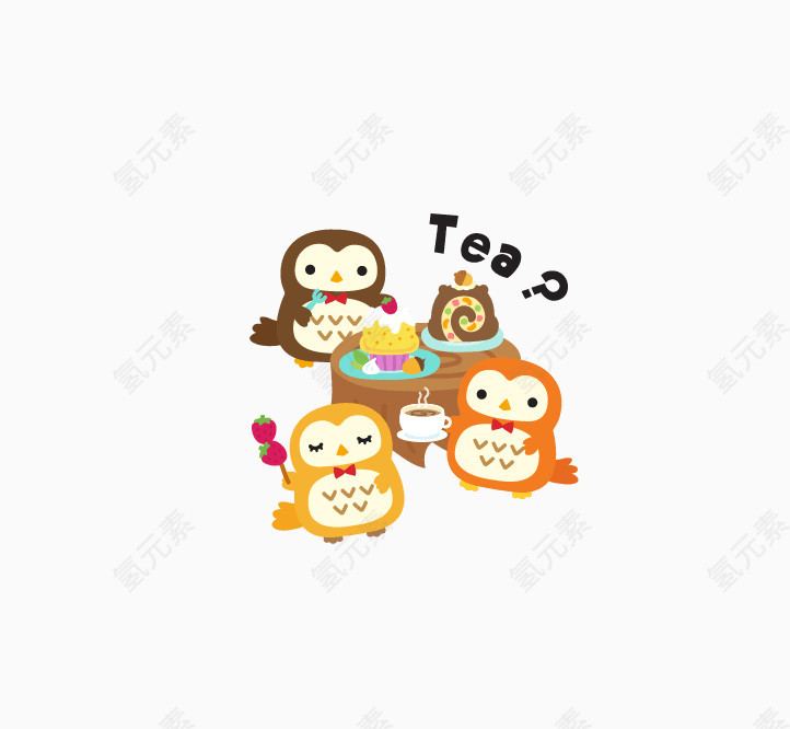 日系卡通圆圆的小动物
