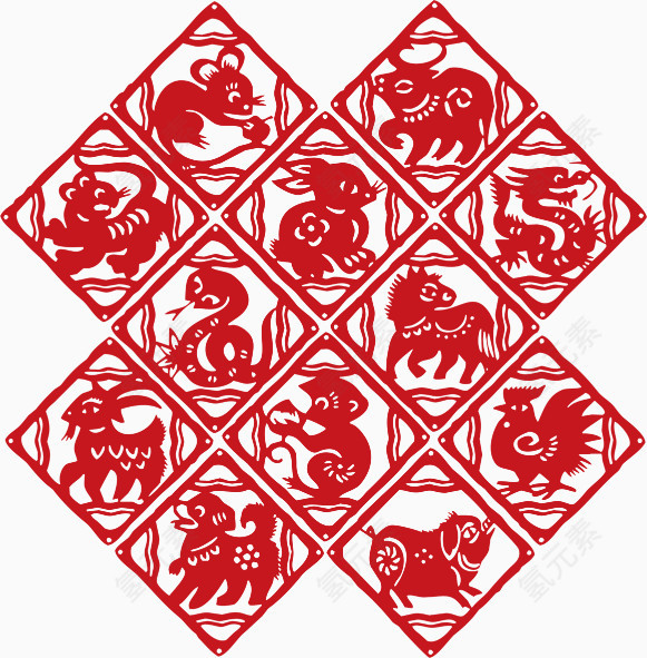 十二生肖剪纸