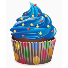 卡通蓝色纸杯蛋糕