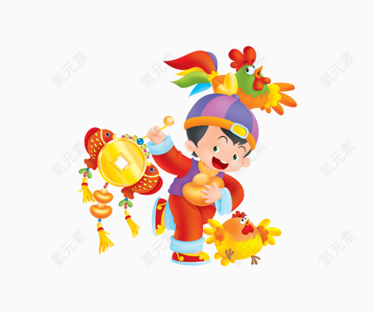 福娃 公鸡 吉祥物 金鸡迎春