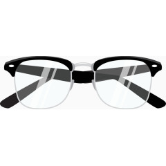 矢量黑色半框眼镜