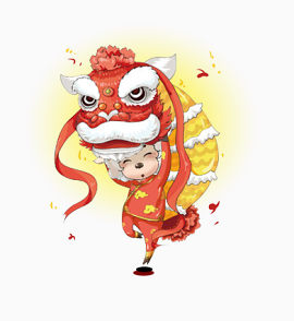 舞狮子卡通